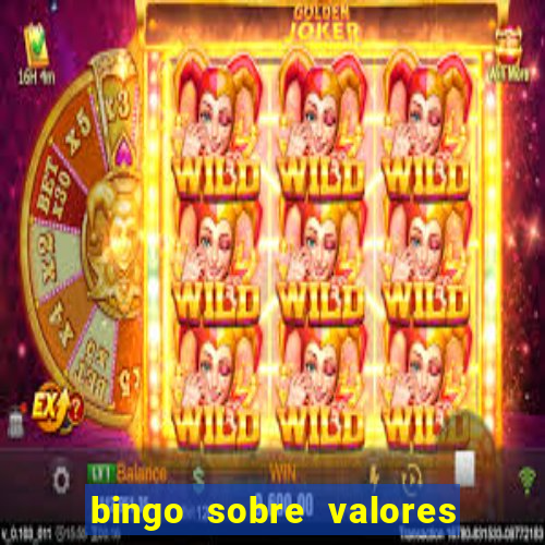 bingo sobre valores para imprimir